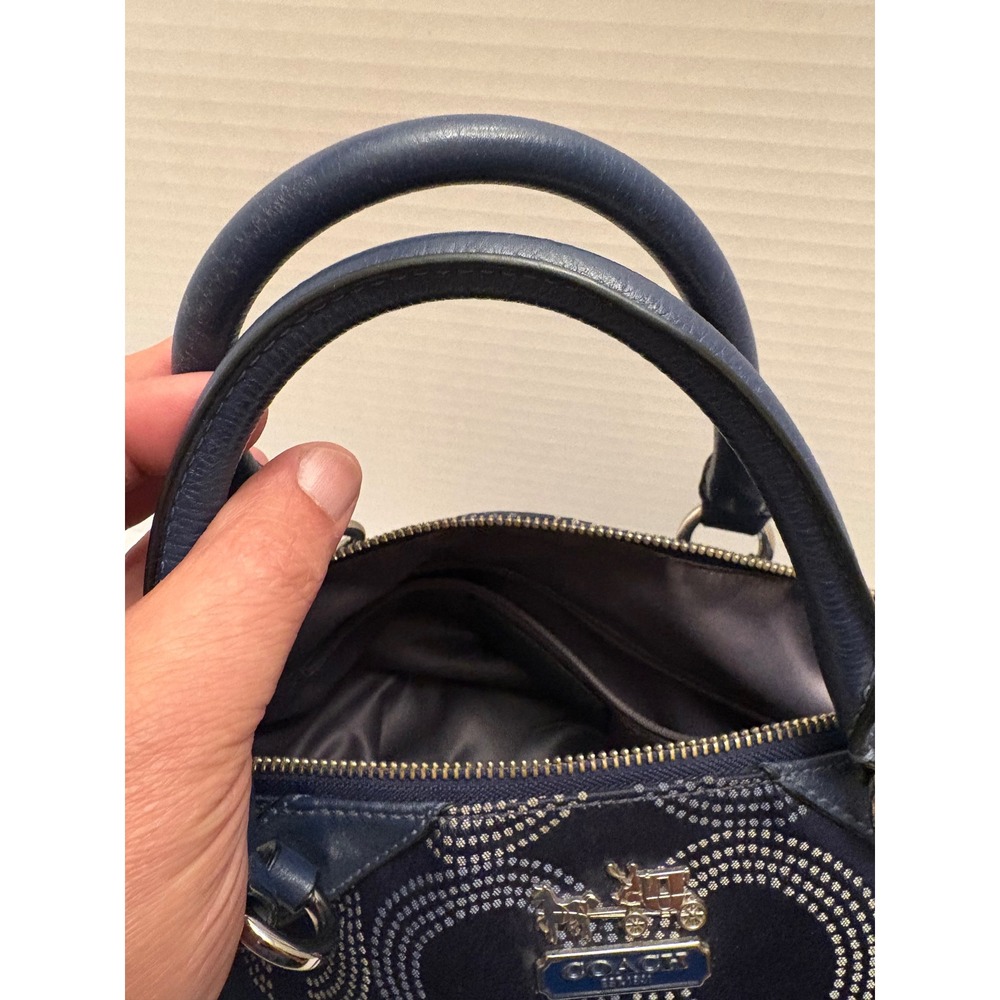 Coach Madison Dotted Op Art Sophia Satchel Navy Blue Handbag 15935 - Picture 8 of 11